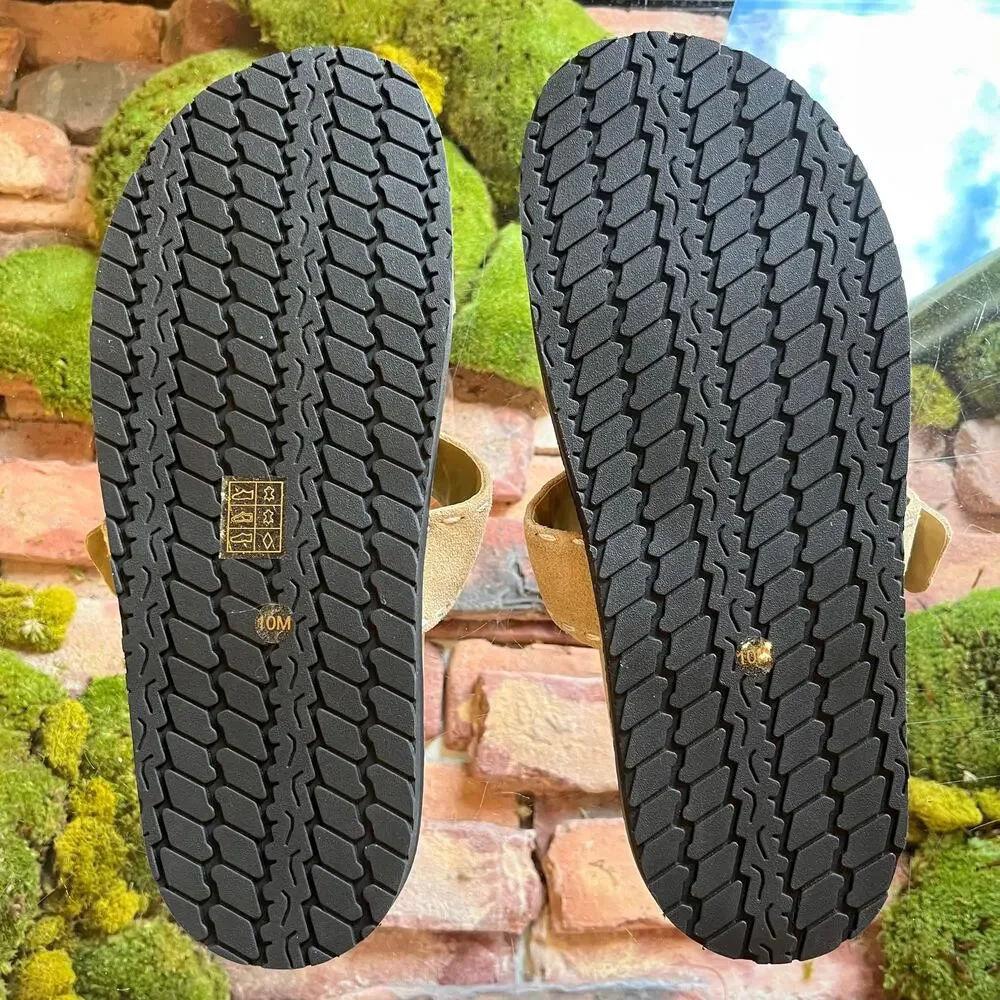TORY BURCH Romy Sport Beige Suede Slides SZ 10